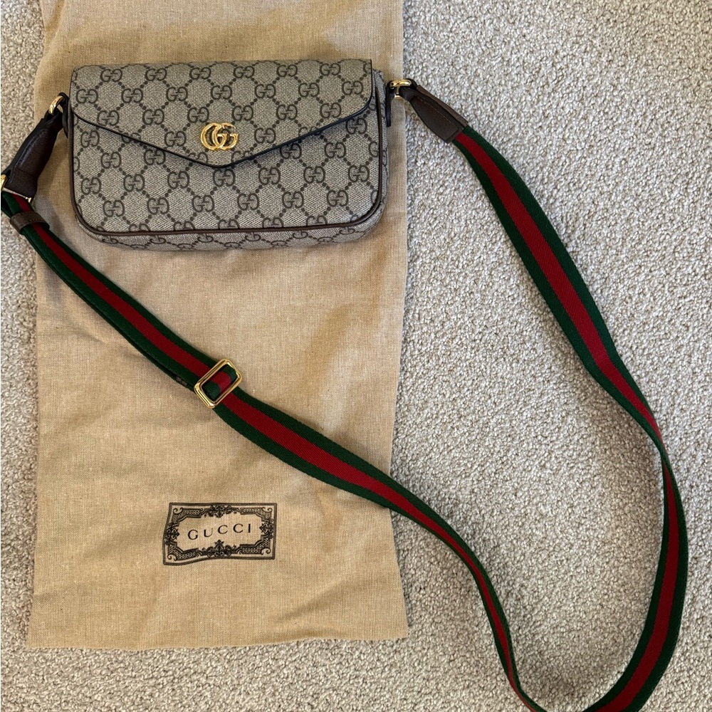 Gucci Ophidia pochette Gray and Green Crossbody Bag